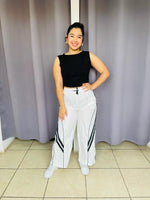 Pantalon con estampado de lineas blanco