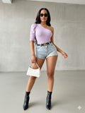 Panti blusa de un hombro con manga de farol