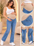 Pantalon de maternidad de mezclilla clara tipo campana