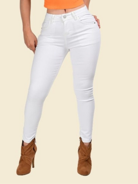 Pantalon de mezclilla liso Blanco