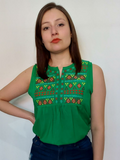 Blusa bordada de bocamanga color verde
