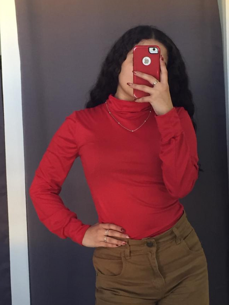 Blusa roja de manga larga hotsell