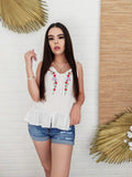 Blusa de tirantes con estampado floral  Blanco