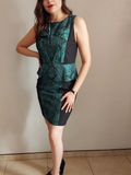 Vestido de vestir negro con verde color Negro