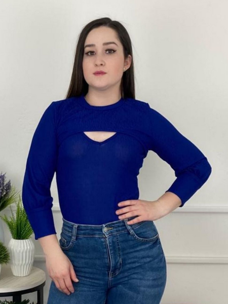 Blusa con torera manga farol 3 4 color azul rey Success Boutique Cuu