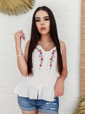 Blusa de tirantes con estampado floral  Blanco