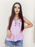 Blusa de tirantes con estampado floral  Lila