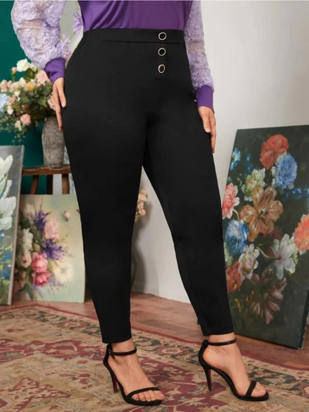 Pantalones de vestir entubado con bot n delantero color negro