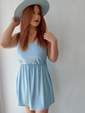 Vestido con escote en V suelto Color Azul