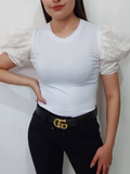 Blusa de manga bombacha Blanco